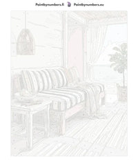 Thumbnail for Numeromaalauskangas – Striped Sofa by Window