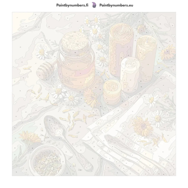Paint by numbers canvas - Honey Jar and Candles
