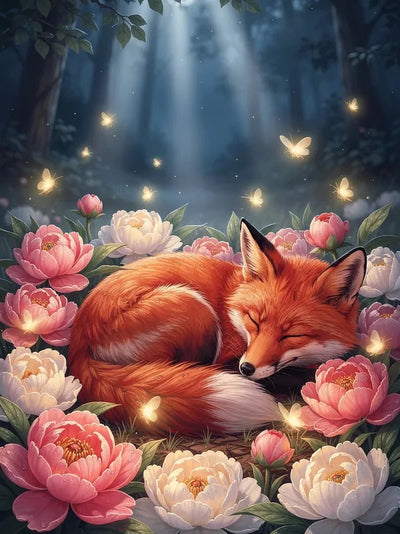 Timanttimaalaus Fox in Blossoms