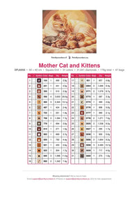 Thumbnail for Mother Cat and Kittens timanttimaalauksen värikartta – 31 DMC-väriä