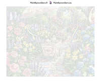 Thumbnail for Numeroitu kangas - Tea Cart in Flower Garden 50x40cm