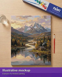 Thumbnail for Valmiin numeromaalauksen havainnekuva - Mountain Serenity 40x50cm