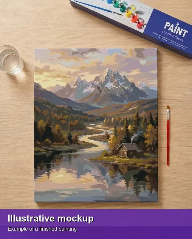 Valmiin numeromaalauksen havainnekuva - Mountain Serenity 40x50cm