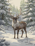 Thumbnail for Reindeer in a snowy forest paint by numbers