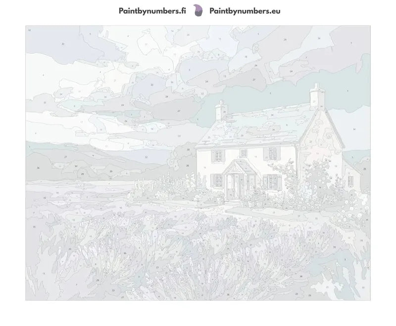 Numeromaalauskangas – Cottage and Lavender Field