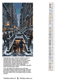 Thumbnail for Paint by numbers color chart - People Entering Subway Winter - väriluettelo ja ohjeet