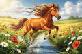 Thumbnail for Timanttimaalaus Running Horse in Field