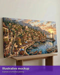 Thumbnail for Valmiin numeromaalauksen havainnekuva - Mediterranean Harbour Village 120x60cm