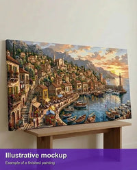 Thumbnail for Valmiin numeromaalauksen havainnekuva - Mediterranean Harbour Village 120x60cm