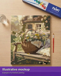 Thumbnail for Valmiin numeromaalauksen havainnekuva - Bench with Flowers 40x50cm