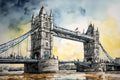Thumbnail for Timanttimaalaus, jossa on Tower Bridge Lontoossa, harmaat tornit ja sininen silta kultaisella taustalla.