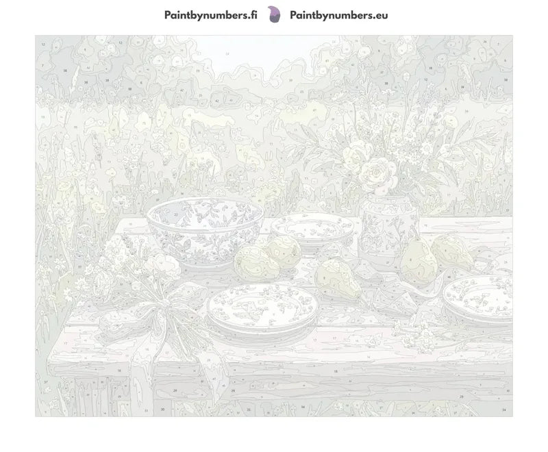 Numeromaalauskangas – Pears and Flowers Picnic Table