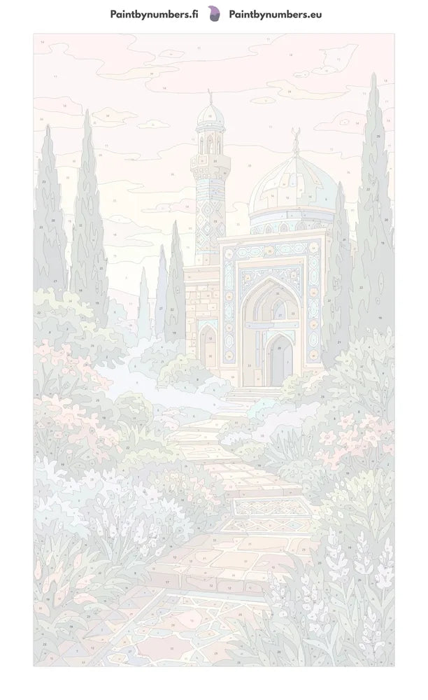 Numeroitu kangas - Mosque and Garden Path 40x70cm