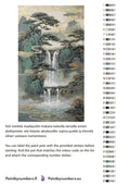 Thumbnail for Paint by numbers color chart - Waterfall and Pine Trees - väriluettelo ja ohjeet