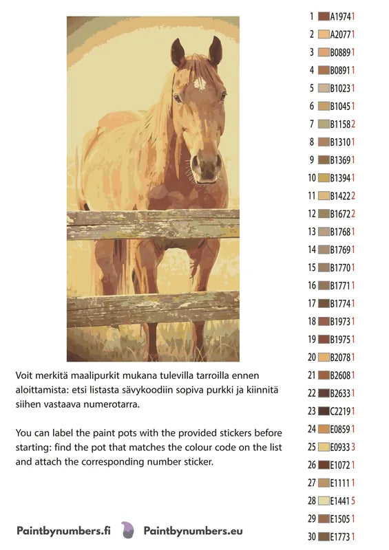Numeromaalauksen väriluettelo - eläimet