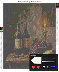 Thumbnail for Grapes and Candle timanttimaalauksen kangas 40x50cm mukana tulevilla tyokaluilla - timanttikyna, vaha, lajittelutarjotin ja pinsetit