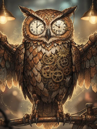 Timanttimaalaus Steampunk Owl