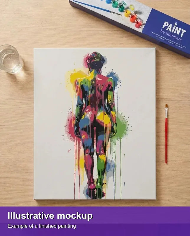 Valmiin numeromaalauksen havainnekuva - Colorful Woman from Behind 40x50cm
