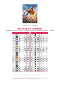 Thumbnail for Butterfly on Lavender timanttimaalauksen värikartta – 34 DMC-väriä