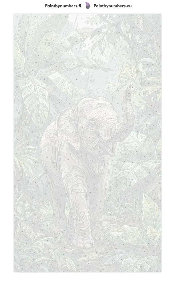 Numbered canvas - Baby Elephant in Jungle 40x70cm