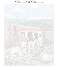 Thumbnail for Numeroitu kangas - Farm Animals in Field 40x50cm