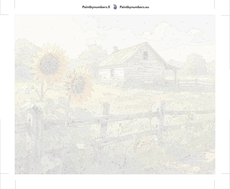 Paint by numbers canvas - Sunflowers and Farmhouse