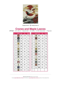 Thumbnail for Cranes and Maple Leaves timanttimaalauksen värikartta – 27 DMC-väriä