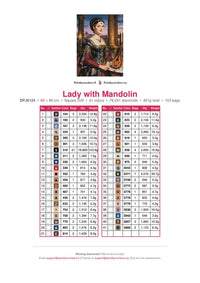 Thumbnail for Lady with Mandolin timanttimaalauksen värikartta – 41 DMC-väriä