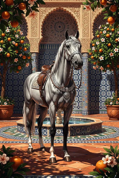 Timanttimaalaus Ornate Fountain Horse