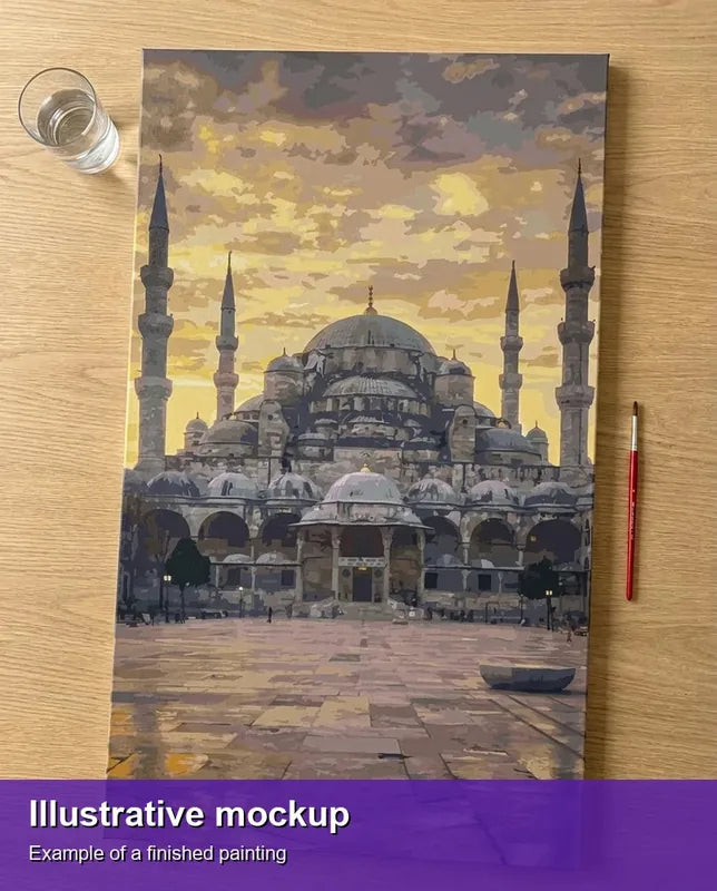 Valmiin numeromaalauksen havainnekuva - Istanbul Mosque at Sunset 40x70cm