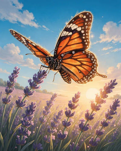 Timanttimaalaus Butterfly on Lavender
