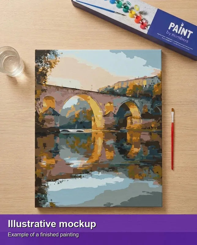 Valmiin numeromaalauksen havainnekuva - Old Stone Bridge 40x50cm