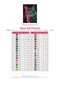 Thumbnail for Neon Cat Portrait timanttimaalauksen värikartta – 32 DMC-väriä