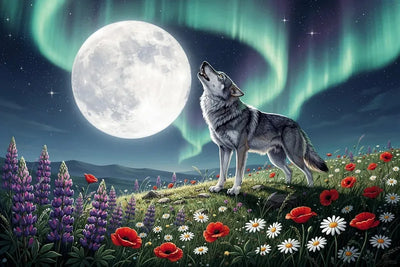 Timanttimaalaus Wolf Under the Moon