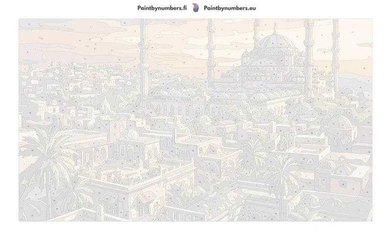 Numbered canvas - Mosque and City at Sunset 70x40cm