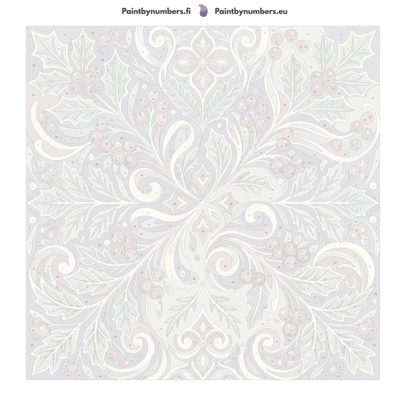 Numbered canvas - Holly Leaves and Berries Pattern 50x50cm