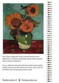 Thumbnail for Paint by numbers color chart - Sunflowers on Turquoise - väriluettelo ja ohjeet