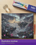 Thumbnail for Valmiin numeromaalauksen havainnekuva - Floating Island Landscape 50x40cm