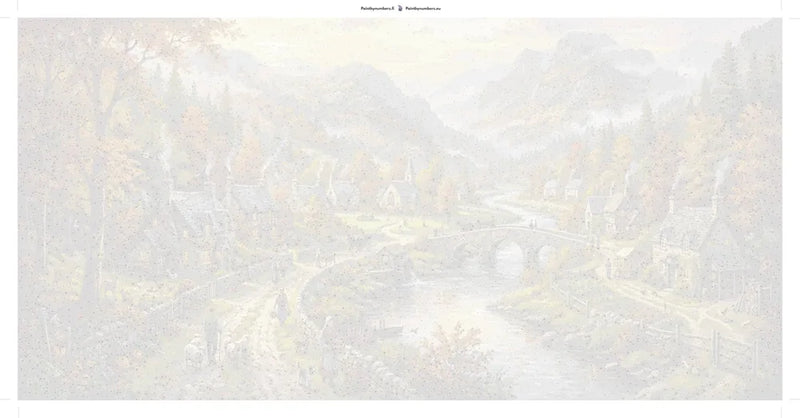 Numeromaalauksen kangas - Autumn Valley Village 80x160cm