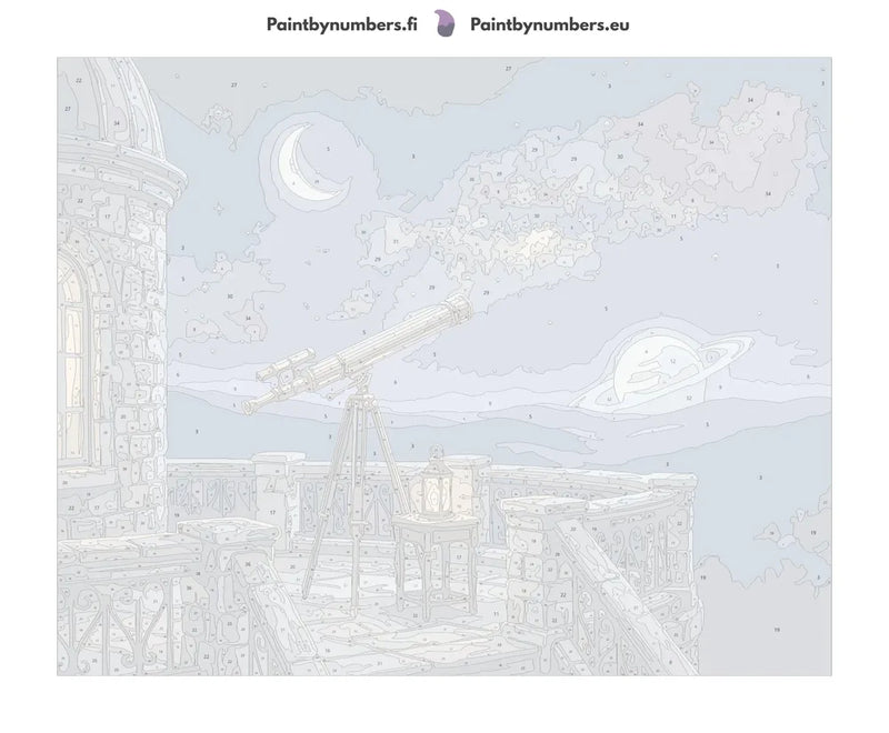 Numeroitu kangas - Telescope and Observatory Night 50x40cm