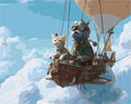 Thumbnail for Kissat ilmapallomatkalla pilvien yllä. - renderöinti valmiista numeromaalauksesta