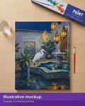 Thumbnail for Valmiin numeromaalauksen havainnekuva - Heron by Fountain Courtyard 40x50cm