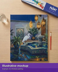 Thumbnail for Valmiin numeromaalauksen havainnekuva - Heron by Fountain Courtyard 40x50cm