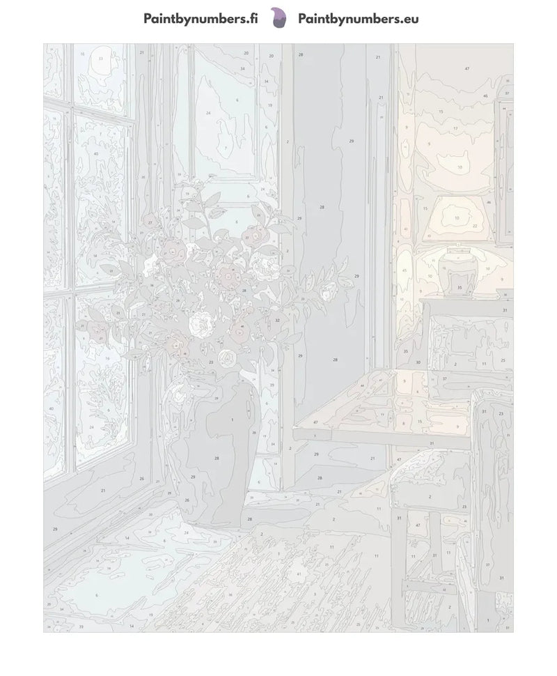 Paint by numbers canvas - Vase of Flowers by Window