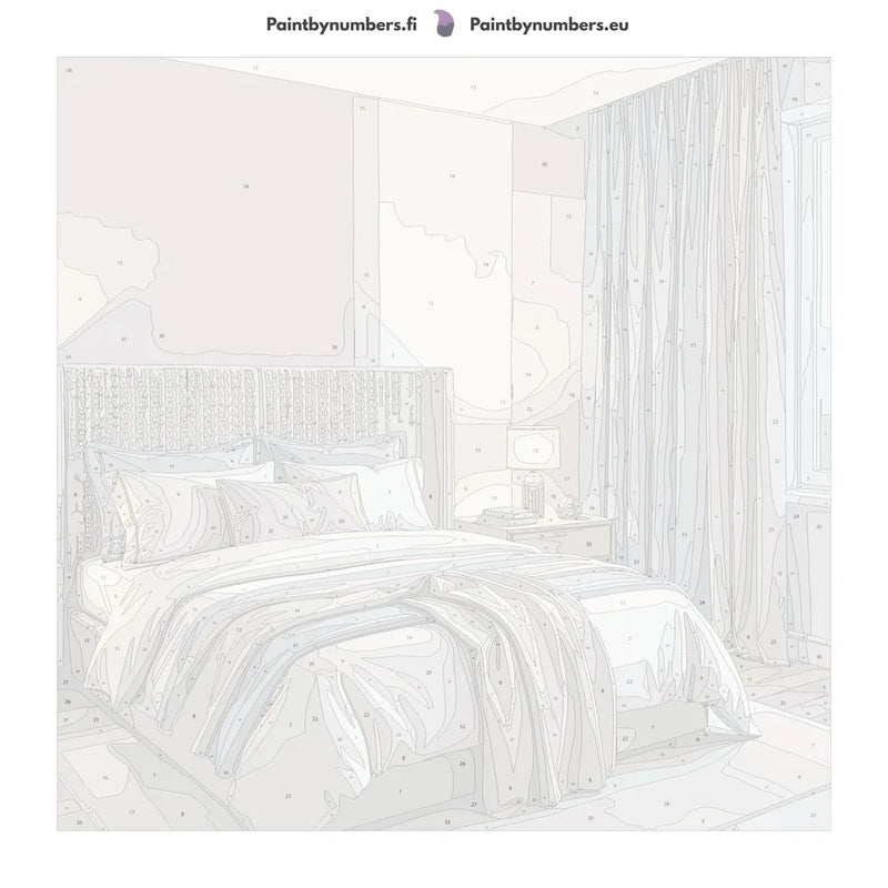 Numbered canvas - Double Bed and Window 50x50cm