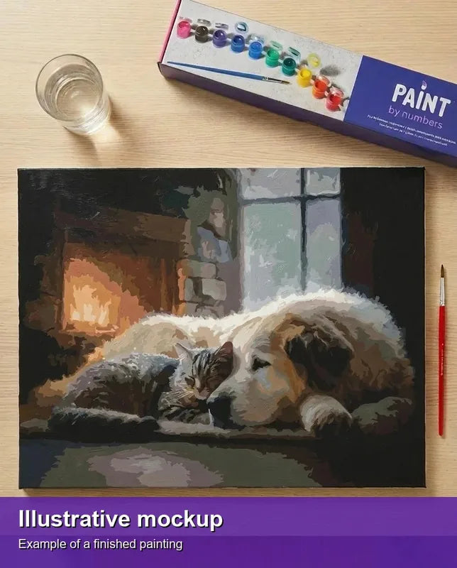 Valmiin numeromaalauksen havainnekuva - Cozy Companions 50x40cm
