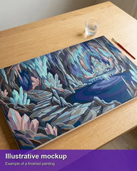 Thumbnail for Valmiin numeromaalauksen havainnekuva - Crystal Cave Temple 70x40cm