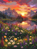 Thumbnail for Alpine Glow -numeromaalaus – alppimaisema auringonlaskussa