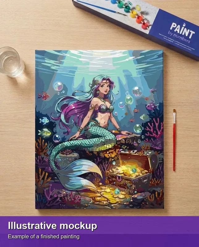 Valmiin numeromaalauksen havainnekuva - Mystical Mermaid Treasure 40x50cm