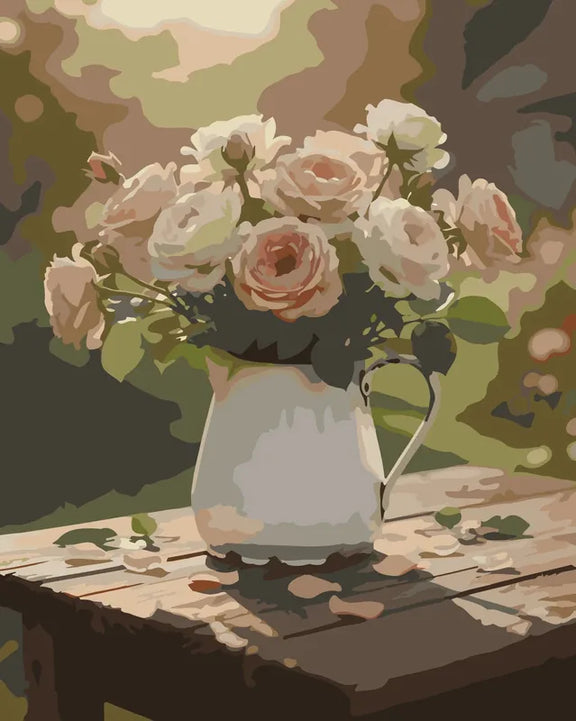 Roses in a pitcher paint by numbers
